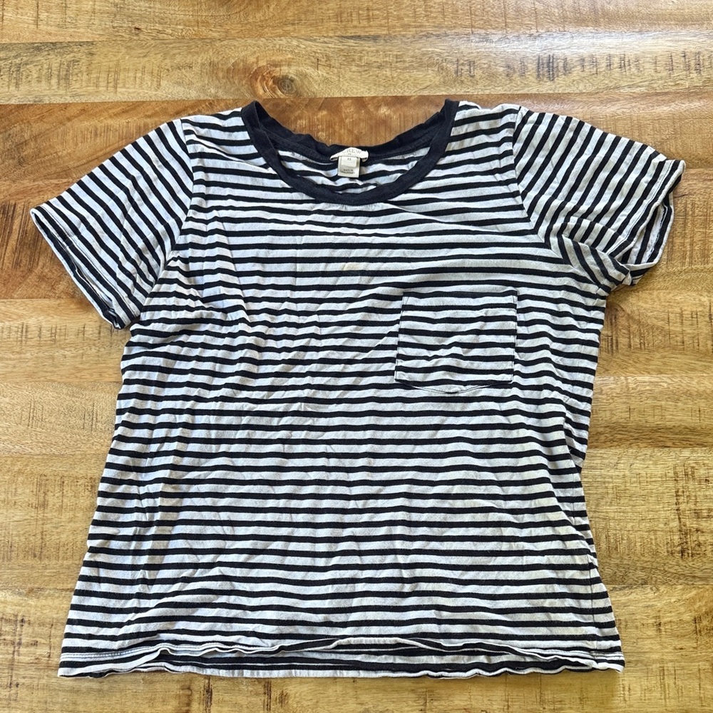J Crew striped pocket tshirt tee women’s xs small